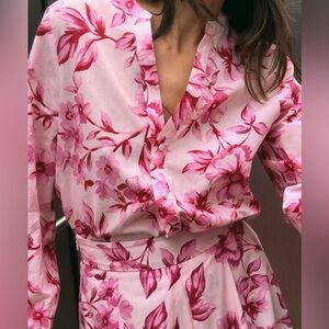 Zara Pink Floral Blouse